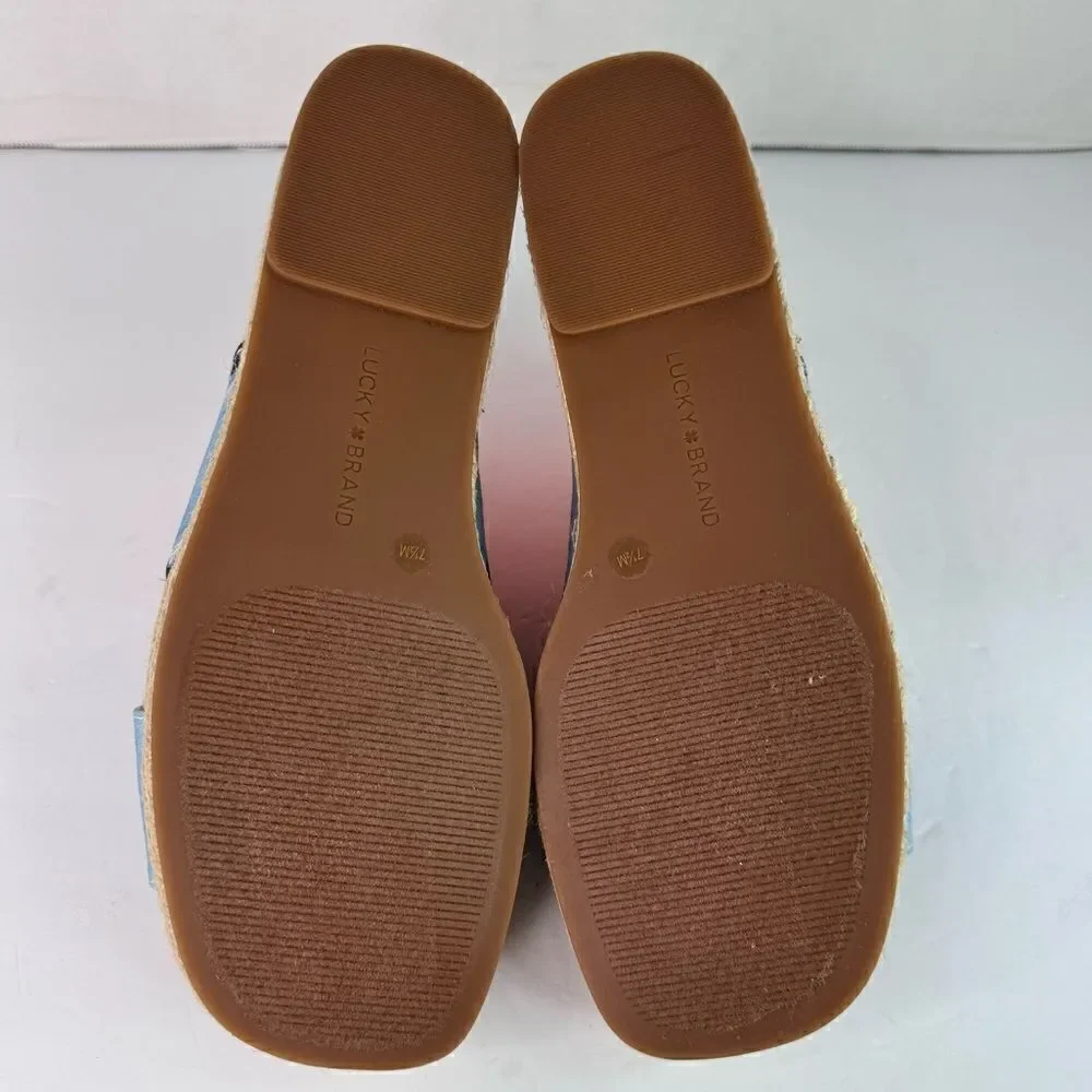 NWOB! Lucky Brand Gayte Espadrilles Slip On Denim Blue Tie Dye Sandals Sz 7.5